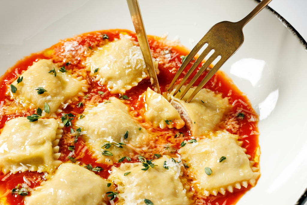 Ravioli with three types of meat